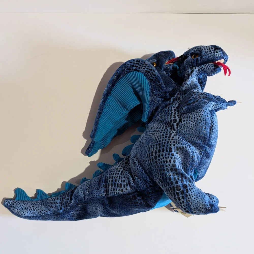 Folkmanis Blue Three Headed Dragon Plush Hand Puppet Wings - Picture 2 of 12